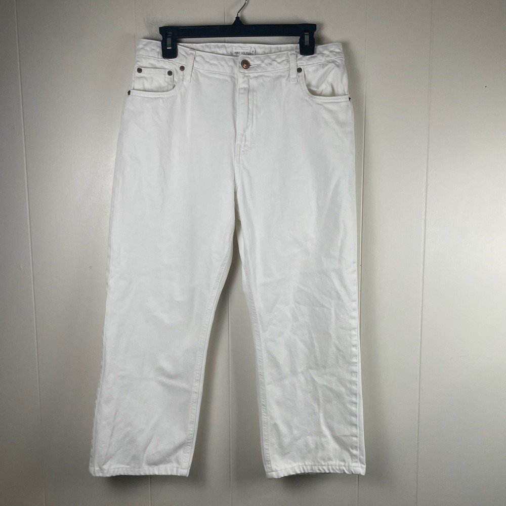 Avec Les Filles Womensโ White High Waisted Straight Leg Jeans Size 30